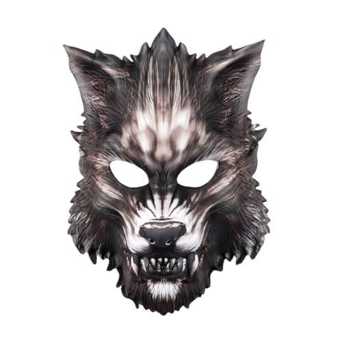 Guangcailun Auffällige gefälschte Wolfsmaske, gruselige Halloween Cosplay Requisite, passend für die Gesichter der meisten Menschen, EVA Tiermaske, gruselige Maske, Party, Typ+1 von Guangcailun