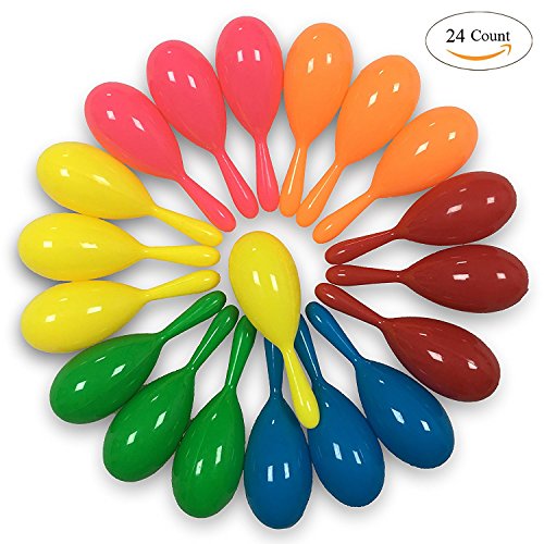 GuassLee 24 STÜCKE Neon Maracas Shakers Mini 6 Farben Krachmacher für Mexikanische Cinco de Mayo Fiesta Centerstück Dekoration oder Party Favors von GuassLee