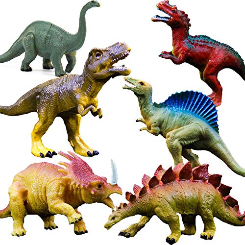 GuassLee OuMuaMua Realistische Dinosaurier Figur Spielzeug - 6 Pack 7 "Große Größe Kunststoff Dinosaurier Set Kinder Kleinkind Bildung, einschließlich T-Rex, Stegosaurus,Monoclonius, Etc. von GuassLee