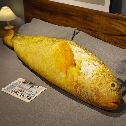 GudiWH Fisch Plüschkissen Spielzeug Ideen Werden zum Leben erweckt: Frisches gelbes Croaker Plüschkissen Plüschtier Kindergeburtstag 60cm 1 von GudiWH