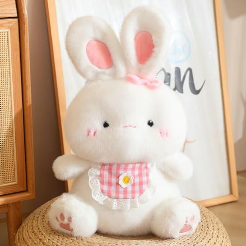 GudiWH Kawaii Lätzchen Hase Plüschtier Puppe Plüsch Tierspielzeug süße Hase Kinder Mädchen Geburtstag 32cm 1 von GudiWH