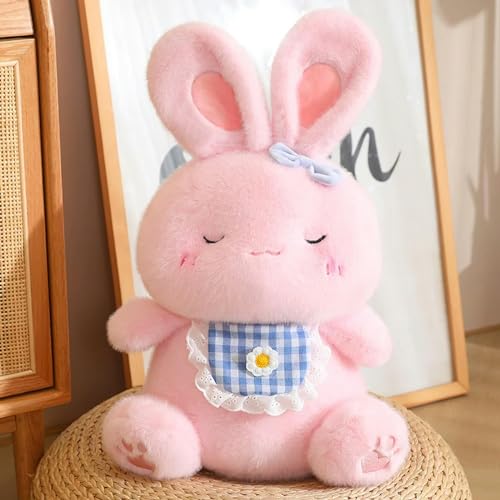 GudiWH Kawaii Lätzchen Hase Plüschtier Puppe Plüsch Tierspielzeug süße Hase Kinder Mädchen Geburtstag 32cm 2 von GudiWH