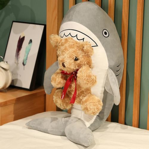 GudiWH Kreative Hai Bär Puppe Plüschtier Teddybär Puppe Geburtstagsgeschenk für Kinder 100cm 1 von GudiWH