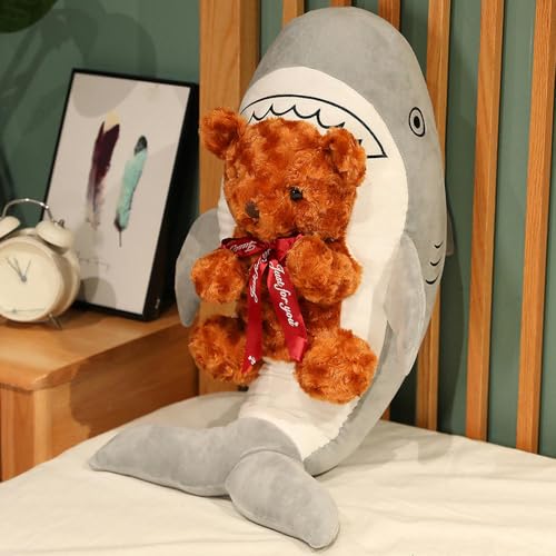 GudiWH Kreative Hai Bär Puppe Plüschtier Teddybär Puppe Geburtstagsgeschenk für Kinder 100cm 2 von GudiWH