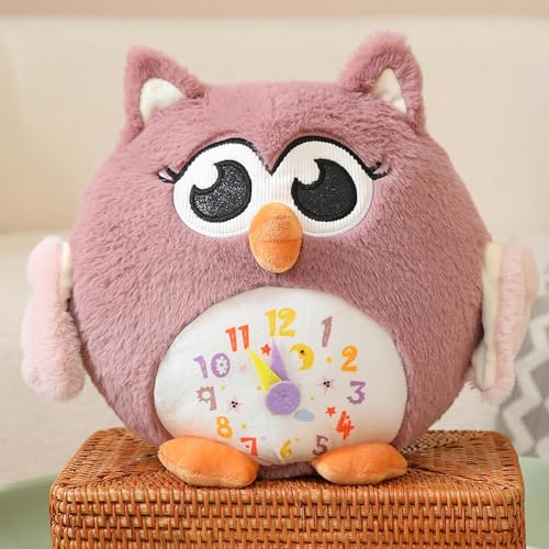 GudiWH Niedliche Uhr, Eulenpuppe, Tier, weiches Plüschtier, Vogelpuppe, Kinder, Geburtstagsgeschenke 25cm 1 von GudiWH