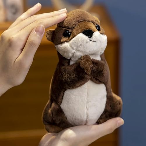 GudiWH Otter Plüschtiere Plüsch lebensechte Tiere umarmende Fischfutter Kawaii Otter Plüsch Puppe Geburtstagsgeschenke für Kinder Jungen 18CM 2 von GudiWH