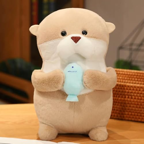 GudiWH Otter Plüschtiere Plüsch lebensechte Tiere umarmende Fischfutter Kawaii Otter Plüsch Puppe Geburtstagsgeschenke für Kinder Jungen 28CM 1 von GudiWH