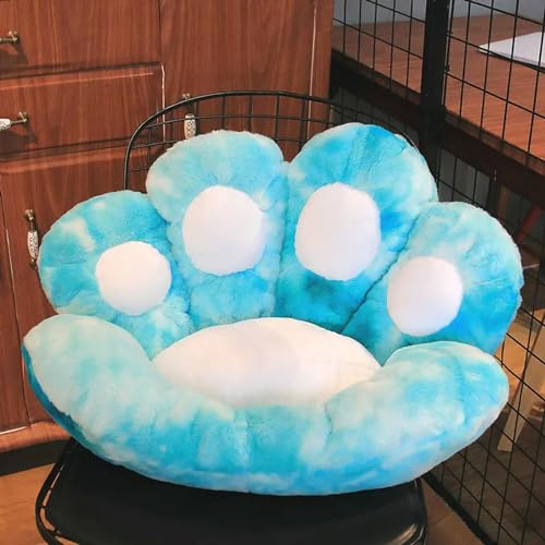 GudiWH Pelzige Bunte Regenbogen Pfau blau Bär Pfote Form Plüsch Stuhl Kissen Plüsch Katze Pfote Bodenmatte Haustier Hund Mädchen Weihnachten Geburtstagsgeschenk 55CM 4 von GudiWH