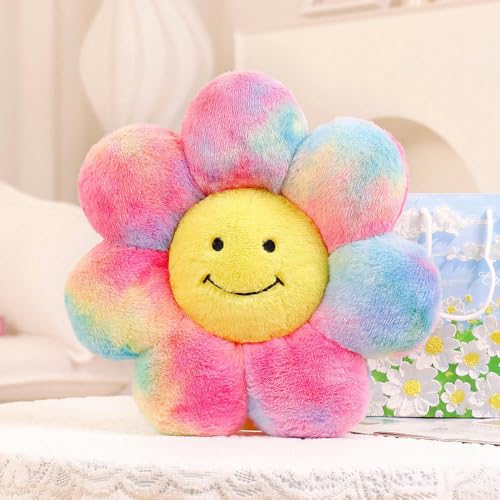 GudiWH Regenbogen Sonnenblume Blume Kissen Schlafzimmer Erker Fenster Kissen Sofa Kissen Bürostuhl Kissen Kissen Kinder Geburtstagsgeschenk 60CM 1 von GudiWH