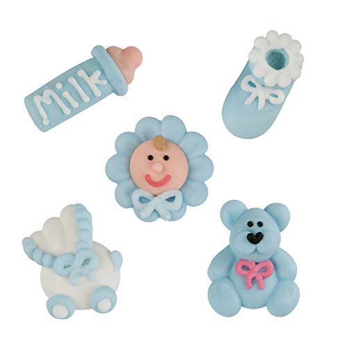 Günthart 96 Stück Zuckerfiguren Tortendekor | Taufe | Geburt | Babyparty in BLAU (198 gr) von Günthart