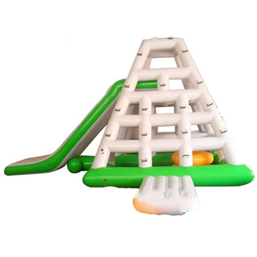 Benutzerdefinierte Wasserpark Aufblasbare Dreieckrutsche Wasserkletterpyramide Mit Trampolin Und Rutsche Spielzeug Mit Luftpumpe,5.5mx6.5mx3.5m,White von Gueploer