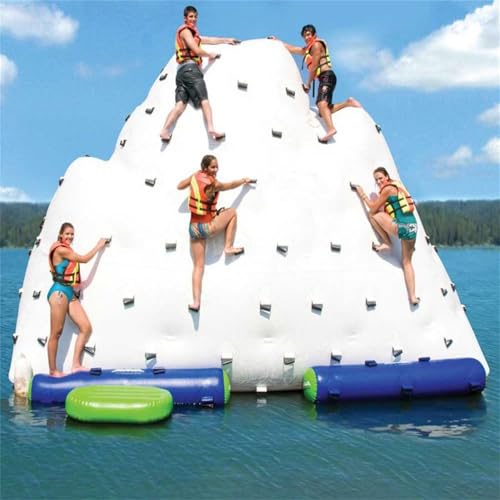 Schwimmender Wasserpark, Aufblasbare Wasserinsel, Eisberg, Klettertrampolin, Eisturm Für Lustige Spiele, Swimmingpool, Privates Dock,7x5x3m,White von Gueploer