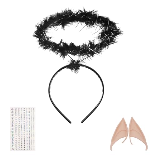 Gugatad Heiligenschein,Heiligenschein Schwarz,Heiligenschein Engel für Engel, Engel Kopfschmuck,Haarreif Halloween Fasching Karneval Party, Accessoire als Ergänzung zum Engel Kostüm von Gugatad