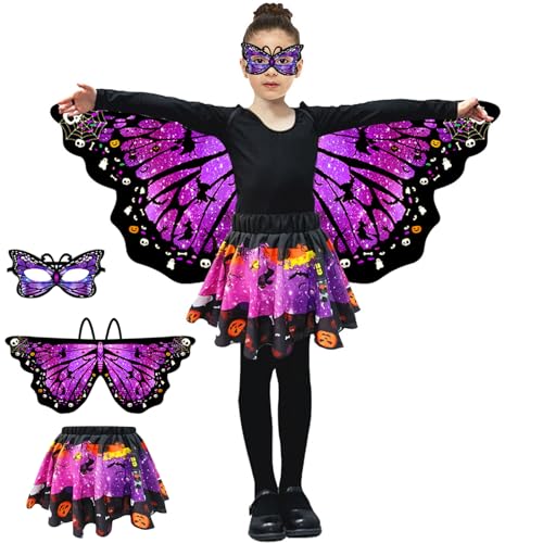 GugnRyAc Schmetterlingsflügel Kostüm für Kinder, Mädchen Schmetterling Flügel Cape mit Tutu Rock Set, für Karnevel Halloween Fasching Kostüm GugnRyAc Schmetterlingsflügel Kostüm für Kinder, Mädchen Schmetterling Flügel Cape mit Tutu Rock Set, für Karnevel Halloween Fasching Kostüm von GugnRyAc