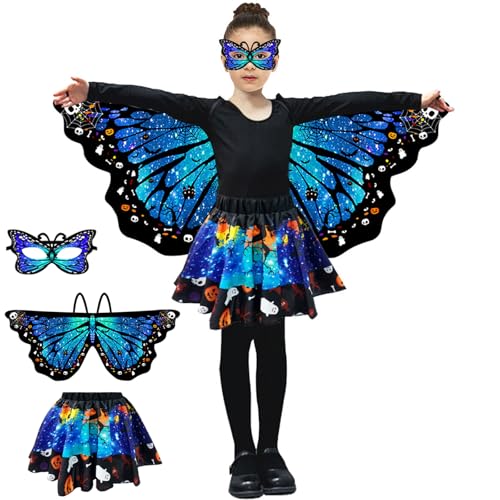 GugnRyAc Schmetterlingsflügel Kostüm für Kinder, Mädchen Schmetterling Flügel Cape mit Tutu Rock Set, für Karnevel Halloween Fasching Kostüm GugnRyAc Schmetterlingsflügel Kostüm für Kinder, Mädchen Schmetterling Flügel Cape mit Tutu Rock Set, für Karnevel Halloween Fasching Kostüm von GugnRyAc