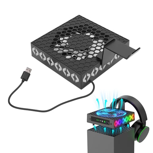 Intelligente Temperaturregelung, Automatisches Kühlsystem, RGB-Lichter, Konsolenkühler mit Headset-Halterung, für Konsole der Serie X, mit Windgeschwindigkeitsregelung von Gugxiom