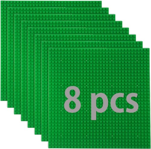 8 Platten-Set Bauplatte Kompatibel mit Meisten Marken,Classic Bausteine Grundplatte,Kompatibel mit Bauplatte Lego Classic,25.5 * 25.5cm, Grüne von Guihumz