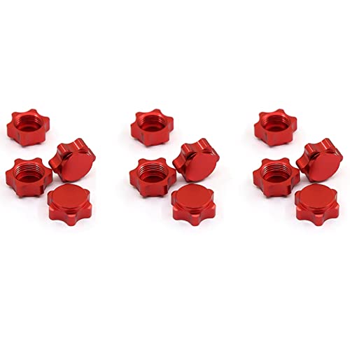 Guihydur 12 Teilige Aluminium Rad Naben Abdeckung Anti Abdeckung 17 mm Sechskant Mutter für 1/8 RC Auto, Rot von Guihydur