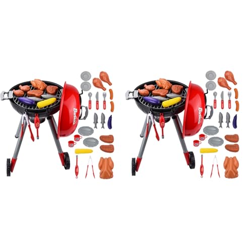 Guihydur 2X Kinder Spielzeug Sets BBQ Barbecue Grill Spielzeug Zubehör Kinder Spiel Rolle Chef Simulation BBQ Suits KüChe Performing Gift von Guihydur