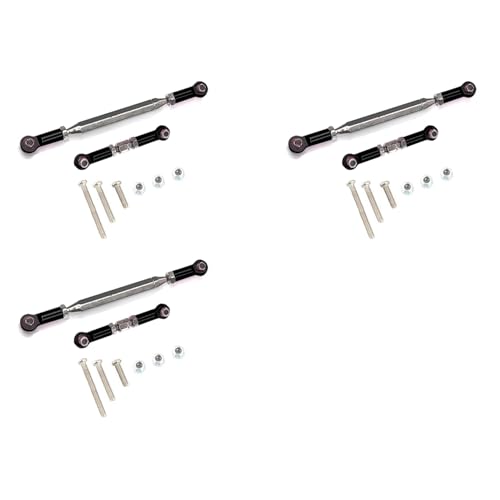 Guihydur 3X Metall Verstellbares Lenk Gestänge Servo Link Zug Stange Spann Schloss für Mn D90 D99 Mn-90-45 1/12 Rc Auto Crawler, Schwarz von Guihydur