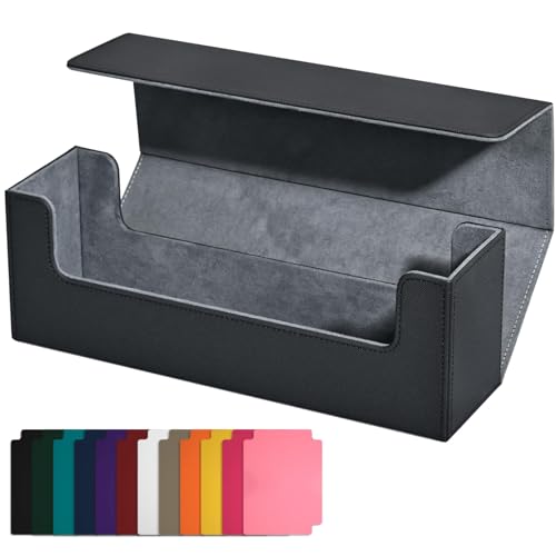 Guihydur Kartenaufbewahrungsbox für Sammelkarten, PU-Kartendeckhülle, Magnetverschluss, Kartenhalter für Magnetische Spielkarten, Schwarz von Guihydur