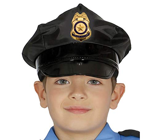 Guirca schwarze Polizeimütze Hut für Kinder Polizei Mütze Karneval Fasching Polizist Mütze Cop von Guirca