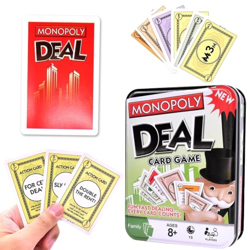 Brettspiele Monopolly-Deal Kartenspiel Schnelles Spiel Monopoly-Deal Kartenspiel für Kinder und Familien mit 110 Karten Familien Spielablauf, ab 8Jahren(A) von Gujey