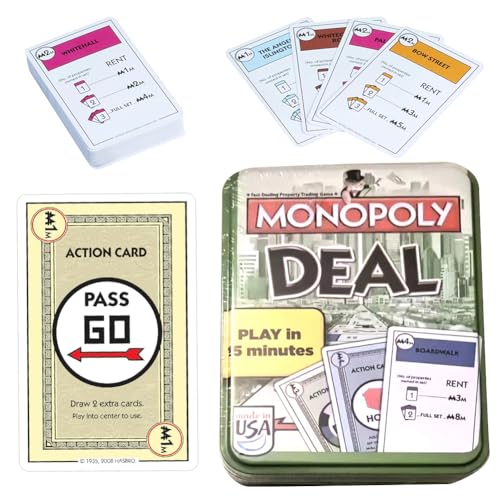 Brettspiele Monopolly-Deal Kartenspiel Schnelles Spiel Monopoly-Deal Kartenspiel für Kinder und Familien mit 110 Karten Familien Spielablauf, ab 8Jahren(B) von Gujey