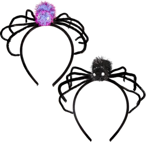 Hexenhut Haarreif Set, Halloween Spinne Stirnband Halloween Kostüm Stirnband Spinne Kopfschmuck Haarband Spinnennetz Haarreifen Cosplay Kostüm Haarschmuck 2PCS von Gujey