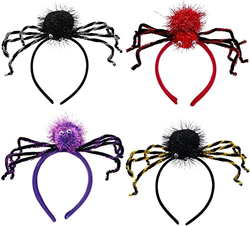 Hexenhut Haarreif Set, 4STK Halloween Hair Band Hexenhut Haarreif Set Kürbis Fledermaus Horn Feder Stirnband Kopfschmuck Lustig Gruselige Haarreifen Haarschmuck Set von Gujey