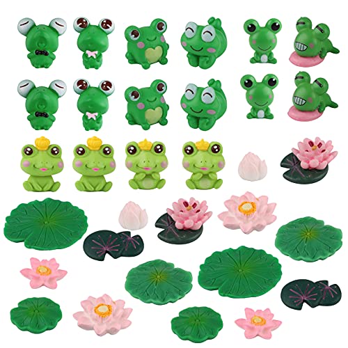 Gukasxi 32 Stück Niedlichen Frosch Miniaturfiguren, Mini-Garten Ornament, Garten Miniatur Moos Landschaft, DIY Craft Zubehör Für Frosch Kuchen Topper, Dekorative Ornamente Für Auto Armaturenbrett von Gukasxi