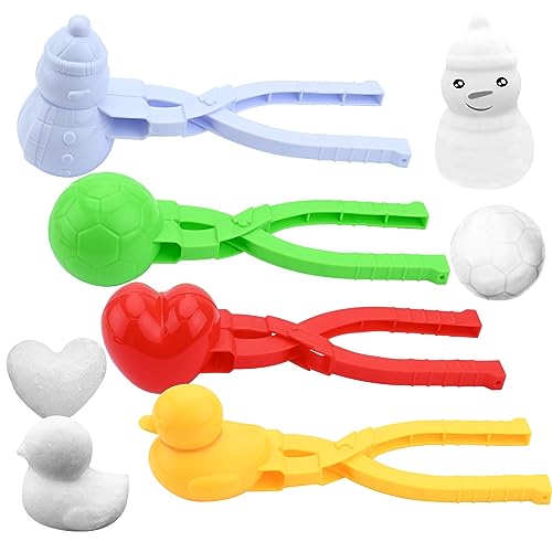 Gukasxi 4 Stück Winter Schneeball Maker, Cartoon Schneeball Maker, Sandball Schneeball Clip, Schneespielzeug für Kinder Weihnachten Dekoration Geschenk von Gukasxi