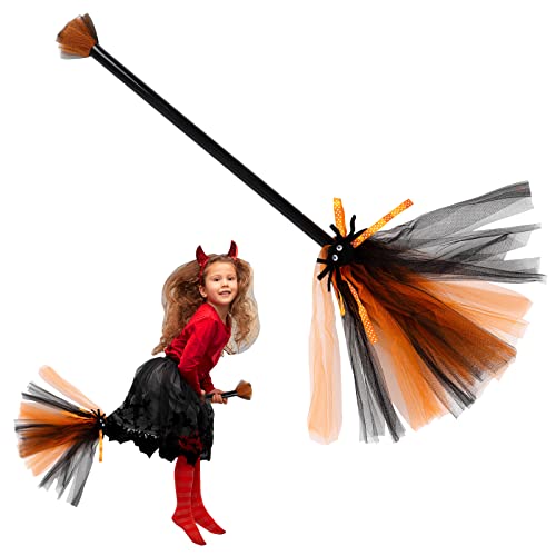 Gukasxi 60cm Halloween Hexen Besen für Kinder, Halloween Hexe Cosplay Zubehör Besenstiel Fliegender Besen, Maskerade Show Kostüm Requisiten Spukhaus Dekoration von Gukasxi