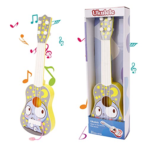 Gukasxi Gitarre für Kinder 41 cm Mini Gitarre Ukulele Gitarre Spielzeug mit 4 Stimmbare Saiten und Plektren, Kinder Ukulele Gitarre Spielzeug Musikalisches Lernspielzeug for Jungen (Bunt Dinosaurier) von Gukasxi