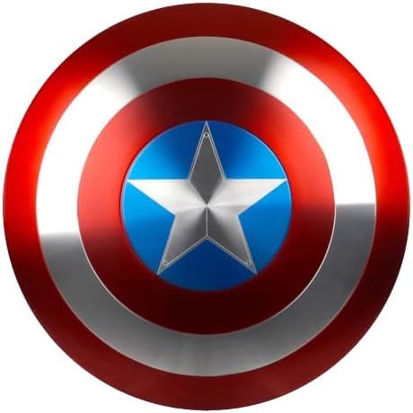 Gulvintilabcal Captain America Schild – Metallrequisite Replik – Bildschirmgenau – Maßstab 1:1 – 55,9 cm Schild mit verstellbaren Lederriemen und Aluminiumhalterungen – Filmrequisite für Erwachsene von Gulvintilabcal