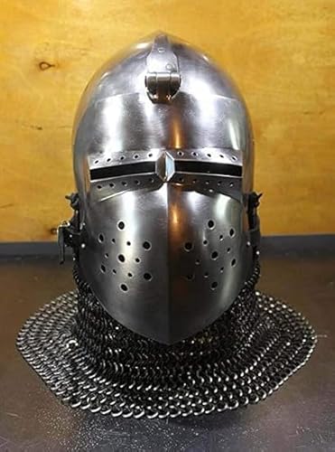 Antique Custom SCA HNB 14 Gauge Stahl Mittelalter Kampf Schwein Gesicht Bascinet Helm Halloween Kostüm, Grau, 9 x 8 x 16 von Gulvintilabcal