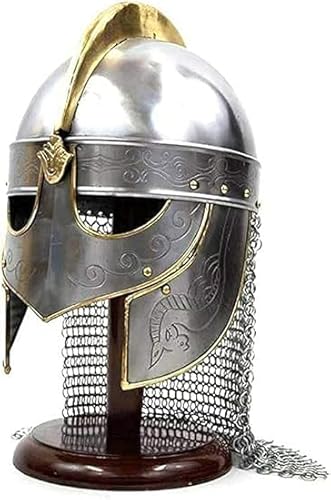 Gulvintilabcal Halloween Mittelalter Wikinger Helm mit Kette Mail Kreuzritter Helm Krieger Rüstung Ritter Helm 18g, Rs_Kostüm_61, Standardgröße von Gulvintilabcal