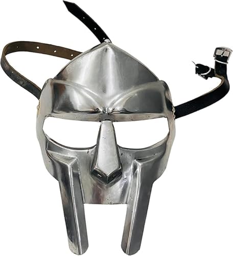 Gulvintilabcal MF Doom Gladiator Maske Mad-Bösewicht Gesicht Rüstung Mittelalter Rüstung Mittelalter Handgeschmiedet Doom Maske Tribute an MF Doom - Halloween Kostüm (Silber) von Gulvintilabcal