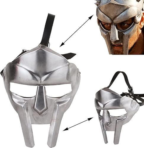 Gulvintilabcal MF Doom Maske | Römische Gladiatorenmaske Wahnsinnsschurken Wikinger Stahl Silber Maske | Mittelaltermaske für Gesicht | Rüstungsmaske für Halloween von Gulvintilabcal