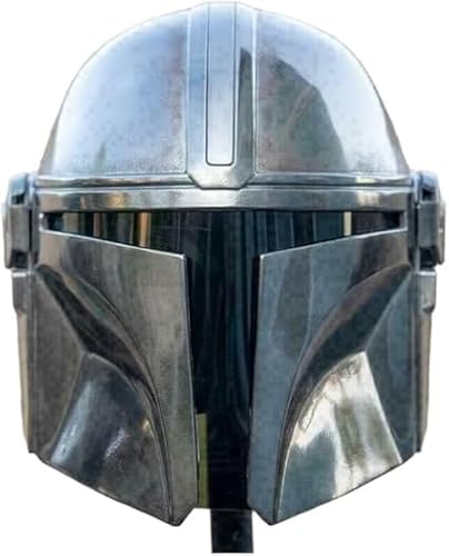 Mandalorian Steel Metal Helmet Face Head Mask with Liner and Chin Strap for LARP Cosplay Role, Brown von Gulvintilabcal