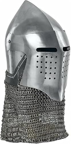 Gulvintilabcal Medieval Combat Bascinet Chainmail Helmet - Authentic Armor Costume for Reenactment and Cosplay 16 Gauge Steel von Gulvintilabcal