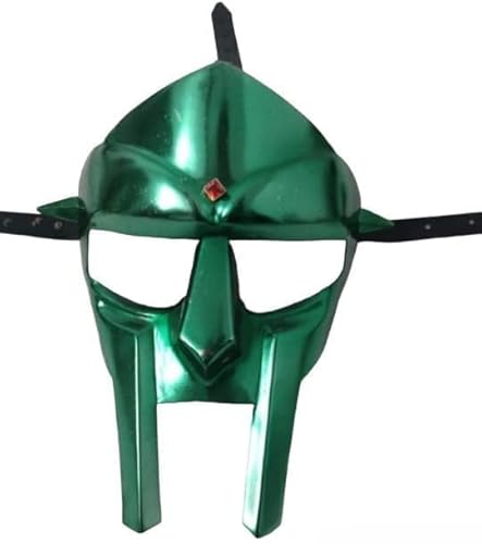 Gulvintilabcal Mittelalterliche Doom Gladiator Green Finish Steel Mask Rüstung: Erhöhen Sie Ihr Cosplay, Rollenspiel, Weihnachten und Halloween mit dieser Nachbildung. von Gulvintilabcal