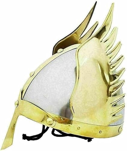 Gulvintilabcal Mittelalterliche Rüstung Messing Wikinger Flügel Helm – Halloween-Kostüm Messing-Finish Geschenk Artikel von Gulvintilabcal