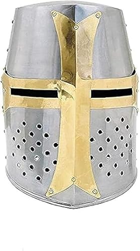 Gulvintilabcal Mittelalterliche Tempelkreuzritter Ritter Helm Replik - Mittelalter Kostüme - Ritter Kreuzritter Kostüm Tempelreenactment Cosplay - Mittelalter Kostüme Helm Rüstung SCA LARP Replik von Gulvintilabcal