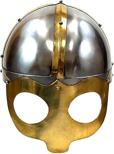 Gulvintilabcal Mittelalterliche Wikingerbrille Maske Krieger Rüstung Helm, nordischer Wikingerhelm Replik Silber von Gulvintilabcal