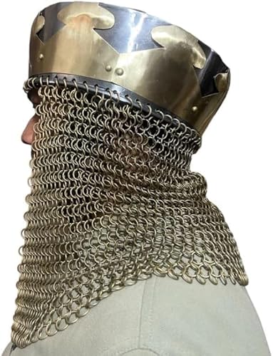 Gulvintilabcal Mittelalterlicher König Arthur Königskrone Helm mit Kette Helm Messing Stil Kappe Helm tragbar für Erwachsene | Mittelalter Kostüme | Einheitsgröße, Silber von Gulvintilabcal