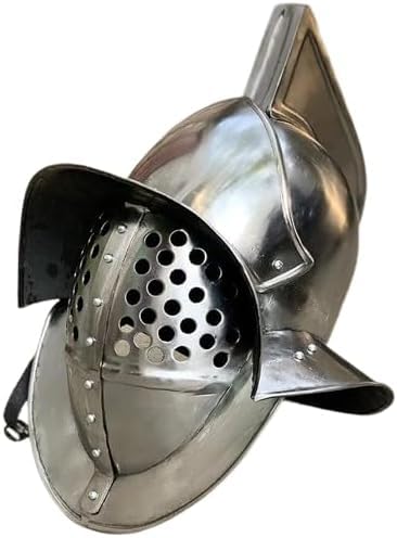 Gulvintilabcal Mittelalterlicher Larp Farbri Murmillo Gladiator Helm Mittelalter Ritter Kreuzritter Helm Silber Poliert 18 Gauge Stahlhelm von Gulvintilabcal