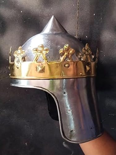 Gulvintilabcal Mittelalterlicher Monarchritterhelm, König Richard Löwenherz Zweifarbiger Kronenhelm Mittelalterliche Kostüme Helm Rüstung Sca Larp Replik Kostüm Rüstung von Gulvintilabcal