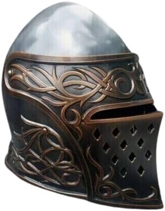 Gulvintilabcal Mittelalterlicher SCA LARP Helm 18 Gauge Stahl Ritter Rüstung Funktioneller Kampfschützer Kopf Kostüm für Rollenspiel/Cosplay & Heimdekoration von Gulvintilabcal