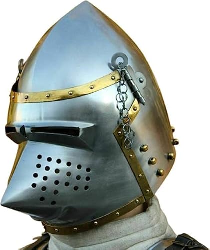 Gulvintilabcal Mittelalterlicher Schweinegesichtshelm, Rüstungshelm, Hounskull-Helm, Schweine-Helm, europäischer Nahgesichtshelm, Bascinet-Helm, Nachstellung, LARP-Rüstung, Cosplay, Krieger-Kostüm, von Gulvintilabcal